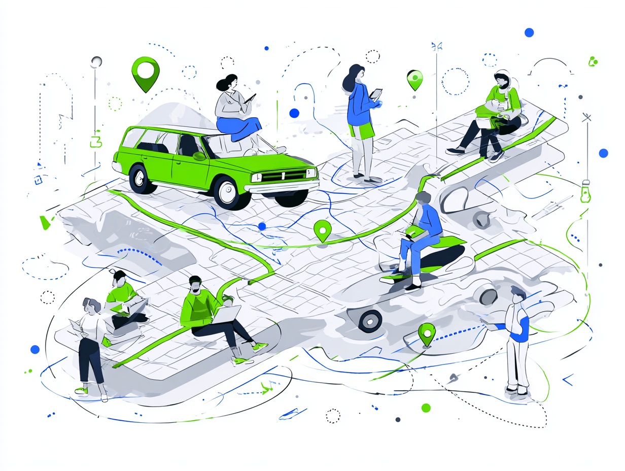 Passengers and drivers getting matched on a map